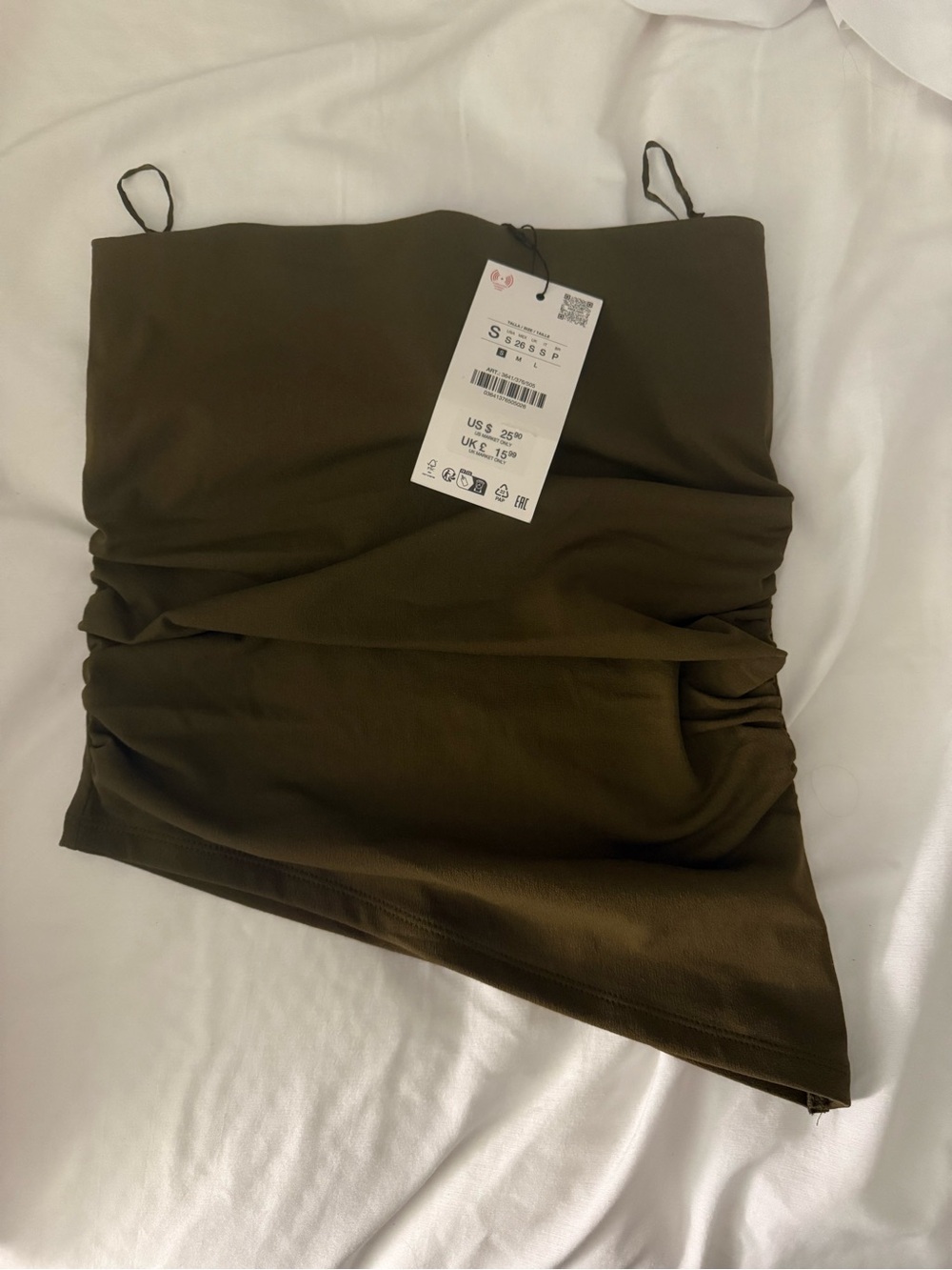 Olive Ruched Bodycon Tube Top -Zara